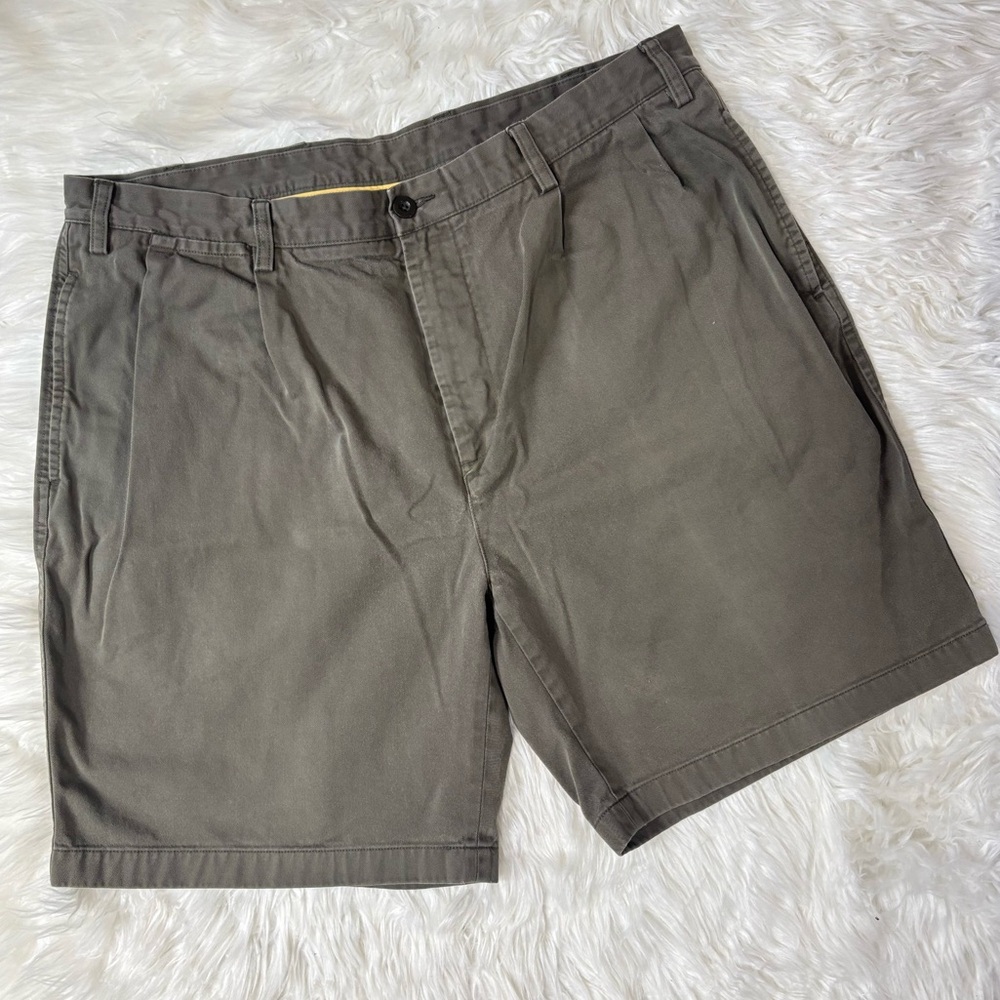 Nautica Rigger Shorts Classic Twill Cotton Khaki Men's 40 Flat Front Army Green
